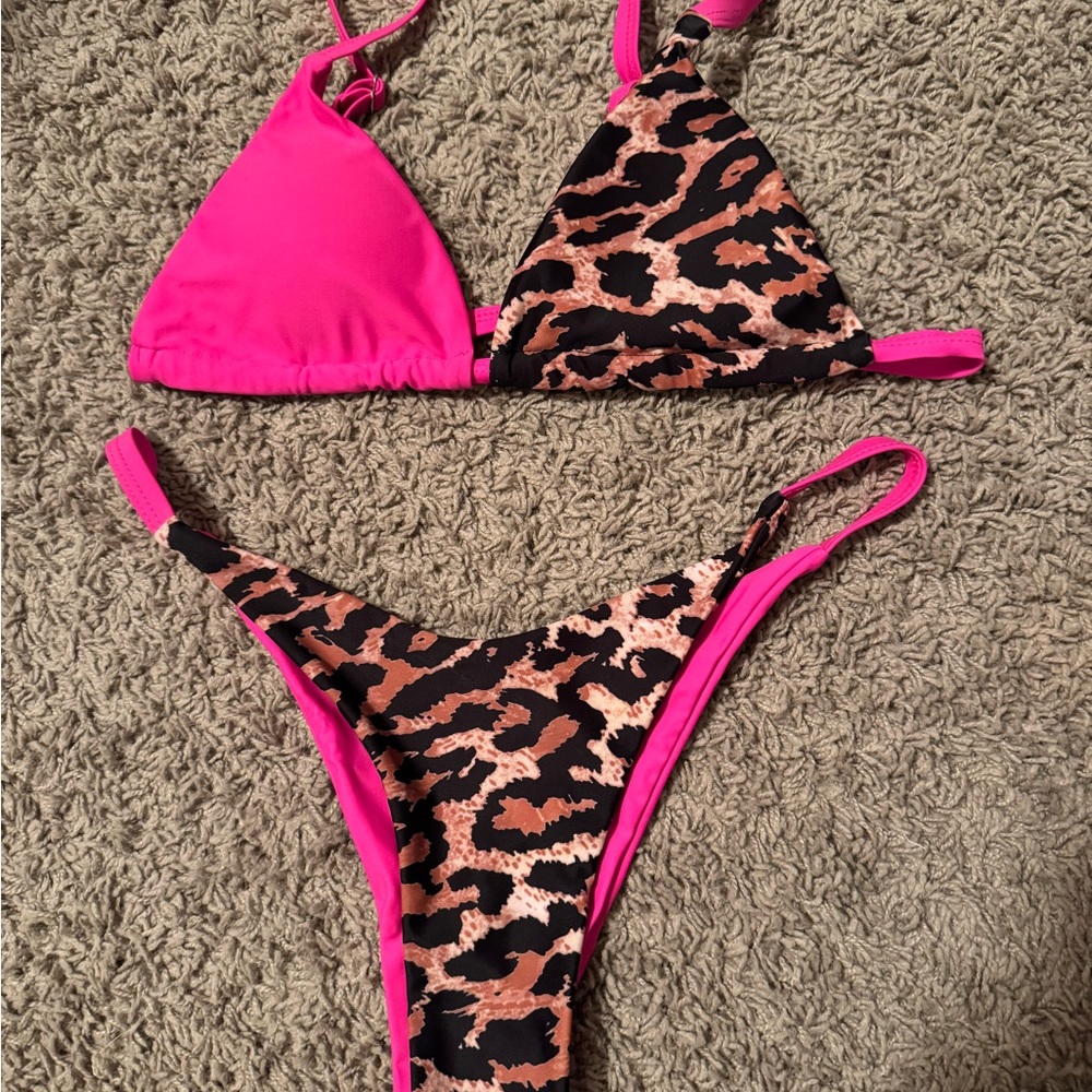 SHEIN Pink and Leopard Bikini